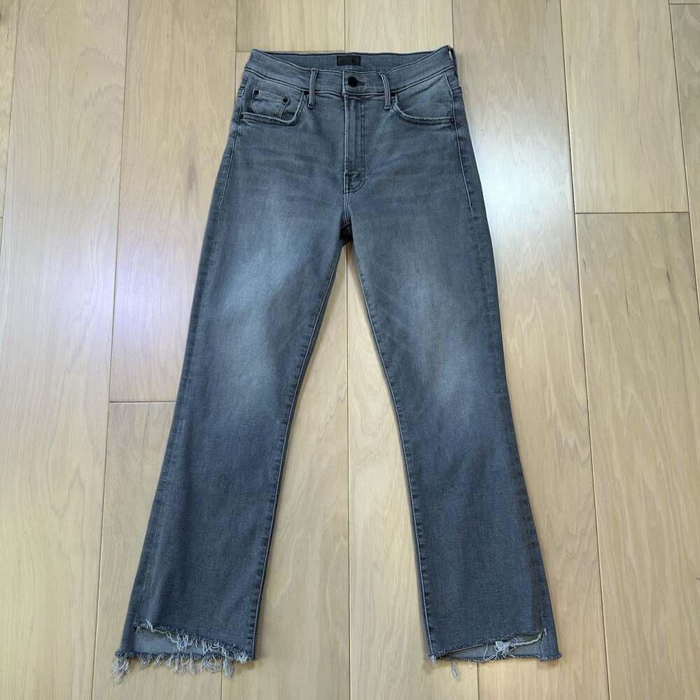 Mother Insider Crop Step Fray In Barely There Gray Jeans Women’s 27